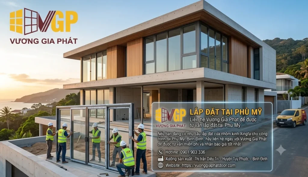Dịch vụ lắp đặt cửa nhôm kính tại Phù Mỹ chuyên nghiệp - Vương Gia Phát 1 lắp đặt cửa nhôm kính Phù Mỹ